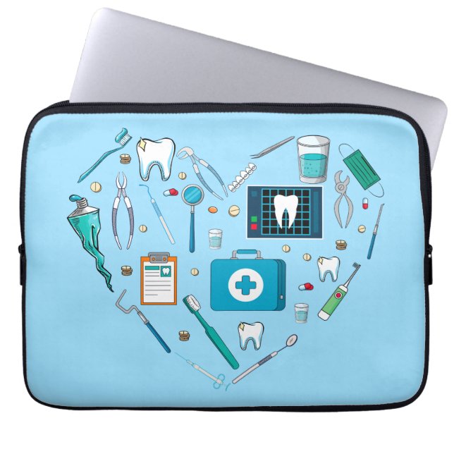Funny Dental Dentist Tool Heart Laptop Sleeve (Voorkant)