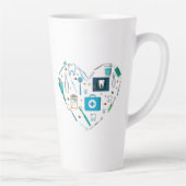 Funny Dental Dentist Tool Heart Latte Mok (Rechts)