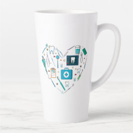 Funny Dental Dentist Tool Heart Latte Mok