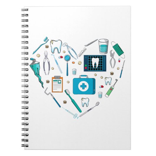 Funny Dental Dentist Tool Heart Notitieboek (Voorkant)