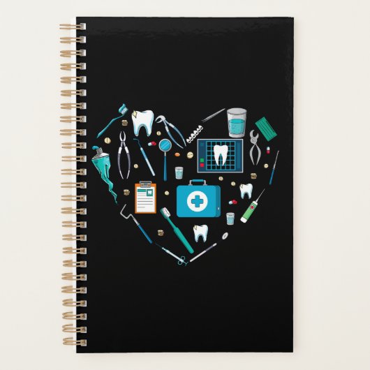 Funny Dental Dentist Tool Heart Planner (Voorkant)