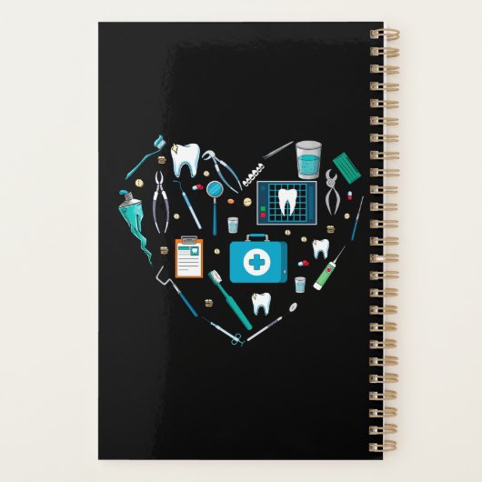 Funny Dental Dentist Tool Heart Planner (Achterkant)