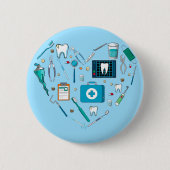 Funny Dental Dentist Tool Heart Ronde Button 5,7 Cm (Voorkant)