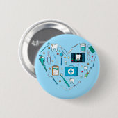 Funny Dental Dentist Tool Heart Ronde Button 5,7 Cm (Voorkant /achterkant)