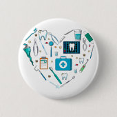 Funny Dental Dentist Tool Heart Ronde Button 5,7 Cm (Voorkant)