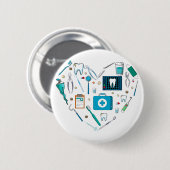 Funny Dental Dentist Tool Heart Ronde Button 5,7 Cm (Voorkant /achterkant)