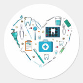 Funny Dental Dentist Tool Heart Ronde Sticker (Voorkant)