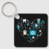 Funny Dental Dentist Tool Heart Sleutelhanger (Voorkant)