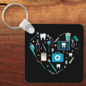 Funny Dental Dentist Tool Heart Sleutelhanger (Voorkant)