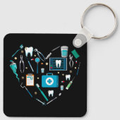 Funny Dental Dentist Tool Heart Sleutelhanger (Achterkant)