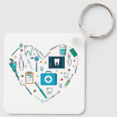 Funny Dental Dentist Tool Heart Sleutelhanger (Achterkant)