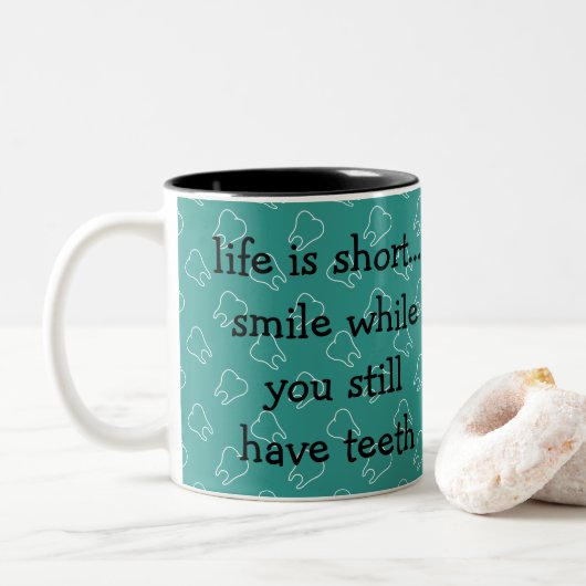 Funny Dentist Coffee Mugs Tweekleurige Koffiemok (Met donut)