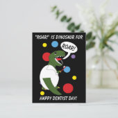 Funny Dentist Day Dinosaur Roar T rex personaliser Briefkaart (Staand voorkant)