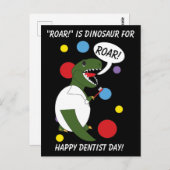 Funny Dentist Day Dinosaur Roar T rex personaliser Briefkaart (Voorkant / Achterkant)