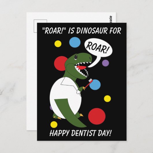 Funny Dentist Day Dinosaur Roar T rex personaliser Briefkaart (Voorkant / Achterkant)