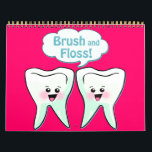 Funny Dentist Dental Hygienist Kalender<br><div class="desc">Hilarious tandheelkundige kantoorkalenders voor tandheelkundige professionals! Elke maand is een nieuwe schattige herinnering aan de kawaii-tand aan patiënten om elke dag te poetsen en te flankeren. Bevorderen van goede tandheelkundige hygiëne met een vreemde tandheelkundige kalender!</div>