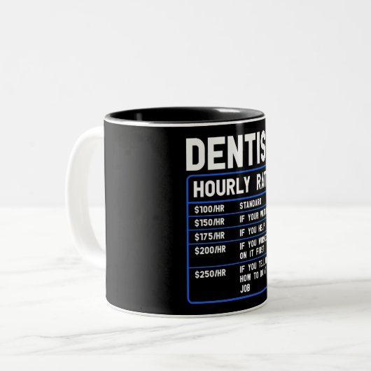 Funny Dentist Hourly Rate Two-Tone Coffee Mok (Voorkant links)