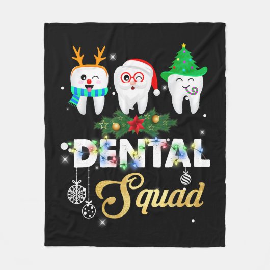 Funny Dentist Hygienist Kerstmis Dental Squad Fleece Deken (Voorkant)