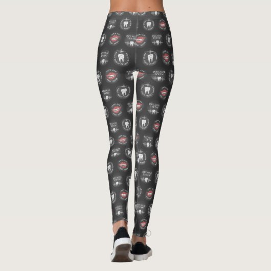 Funny Dentist Pattern - Cute Dental Hygienist Leggings (Achterkant)