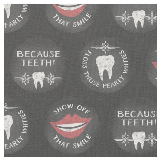 Funny Dentist Pattern - Cute Dental Hygienist Stof (Close Up)