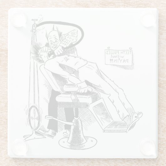 Funny Dentist Sketch Glazen Onderzetter (Achterkant)
