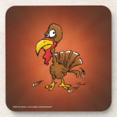 Funny Derp Turkey Cartoon Onderzetter (Voorkant)