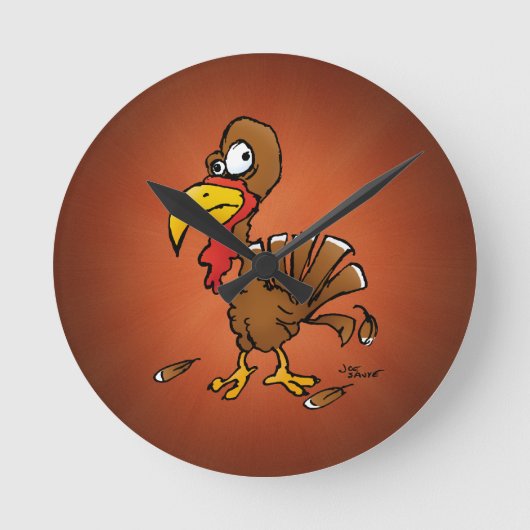 Funny Derp Turkey Cartoon Ronde Klok (Voorkant)