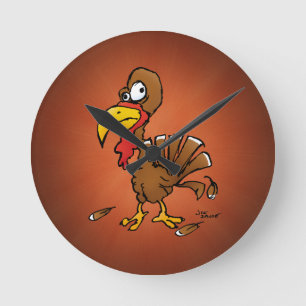 Funny Derp Turkey Cartoon Ronde Klok