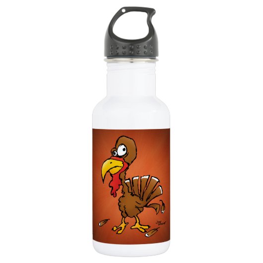 Funny Derp Turkey Cartoon Waterfles (Voorkant)