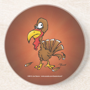 Funny Derp Turkey Cartoon Zandsteen Onderzetter