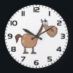 Funny Derpy Horse Silly Brown Stallion Grote Klok<br><div class="desc">Keep track of time with a giggle using this funny horse wall clock. This functional home decor piece features a derpy brown stallion with a whimsical expression that makes every hour a little brighter. Perfect for a kids room, kitchen, or barn office, this silly pony clock is a unique gift...</div>