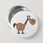 Funny Derpy Horse Silly Brown Stallion Ronde Button 7,6 Cm (Voorkant /achterkant)