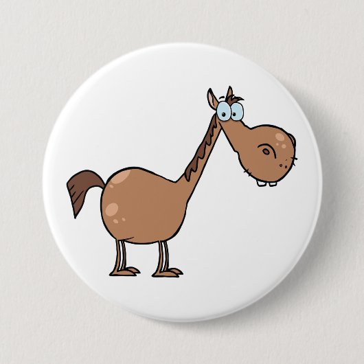 Funny Derpy Horse Silly Brown Stallion Ronde Button 7,6 Cm (Voorkant)