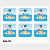 Funny Desert Island Message in a Bottle Vierkante Sticker (Vel)