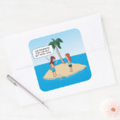 Funny Desert Island Message in a Bottle Vierkante Sticker (Envelop)