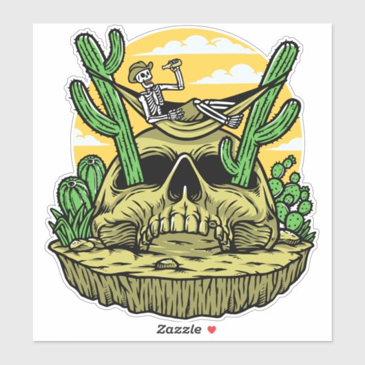 Funny Desert Skeleton Hammock Camping Sticker (Vel)