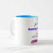 Funny Design on Coffee and Chaos Tweekleurige Koffiemok (Voorkant links)