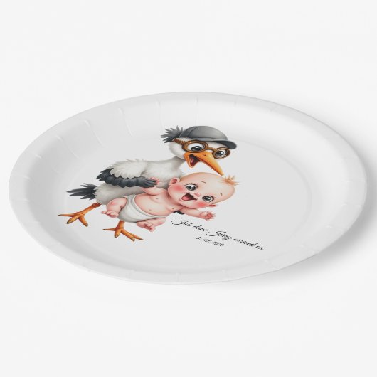 Funny designed paper plates baby shower adjust  papieren bordje (Gekanteld)