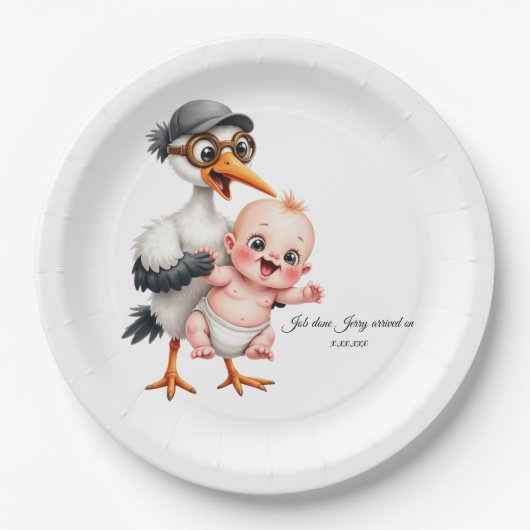Funny designed paper plates baby shower adjust  papieren bordje (Voorkant)
