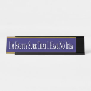 Funny Desk Sign No Idea Modern Blue Gold Kantoor Bureau Naambordje