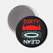 Funny Devil Angel Dirty Clean Round Dishwasmachine Magneet (Voorkant / Achterkant)