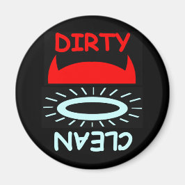 Funny Devil Angel Dirty Clean Round Dishwasmachine Magneet