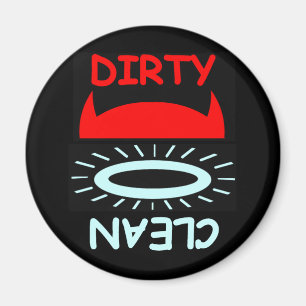 Funny Devil Angel Dirty Clean Round Dishwasmachine Magneet