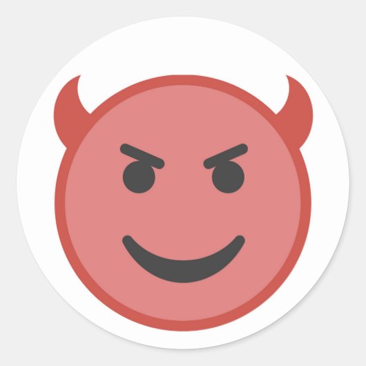 Funny Devil Emoji Red Smile Ronde Sticker (Voorkant)