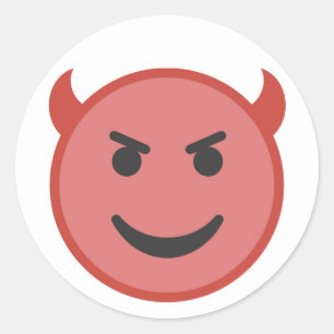 Funny Devil Emoji Red Smile Ronde Sticker