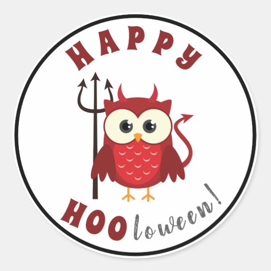 Funny Devil Owl Trick or treat Halloween Party Ronde Sticker (Voorkant)