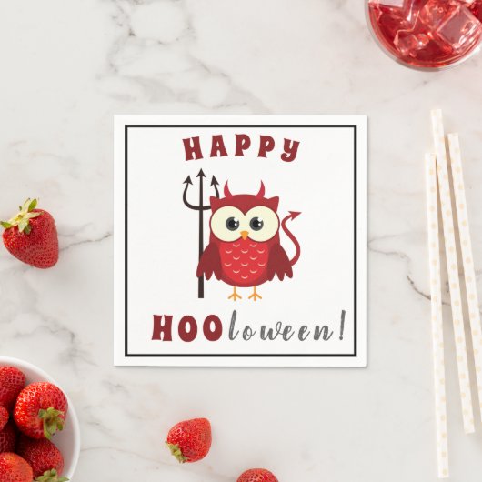 Funny Devil Owl Trick or treat Halloween Party Servet (Insitu)