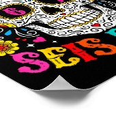 Funny Dia De Los Muertos Sugar Skull Seis Siete 67 Poster (Hoek)