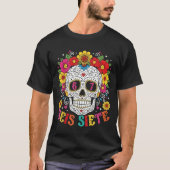 Funny Dia De Los Muertos Sugar Skull SEIS Siete 67 T-shirt (Voorkant)
