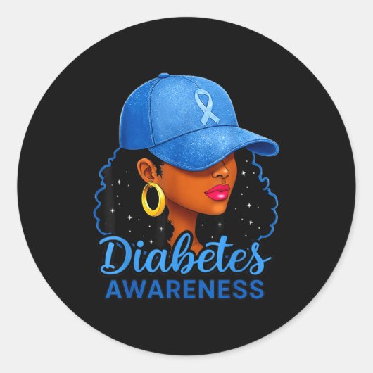 Funny Diabetes Awareness Month Black Women  Ronde Sticker (Voorkant)
